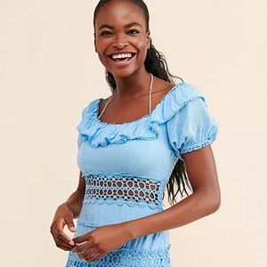 Free People Blue off the shoulder Mini Dress 4